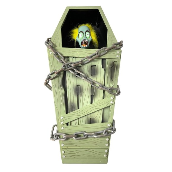 Gemmy Zombie Halloween Chained Coffin Screaming Light Up 18" Decoration - Picture 1 of 6